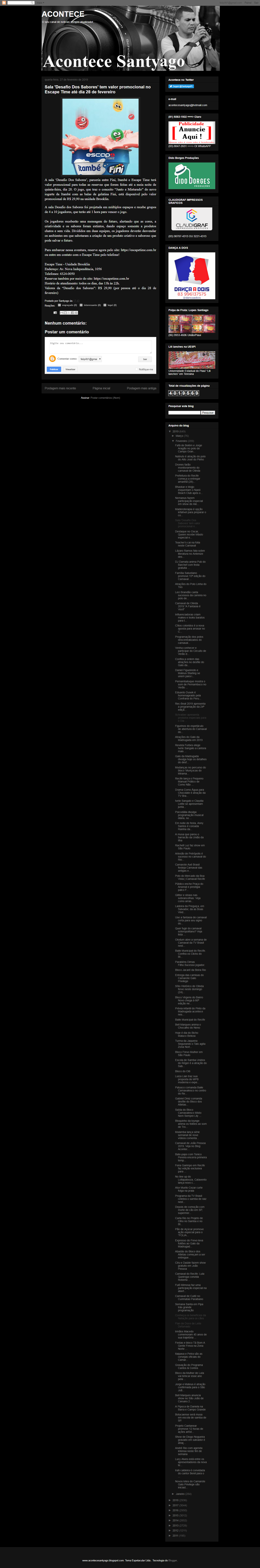 Sala 'Desafio Dos Sabores' tem valor promocional no Escape Time até dia 28 de fevereiro