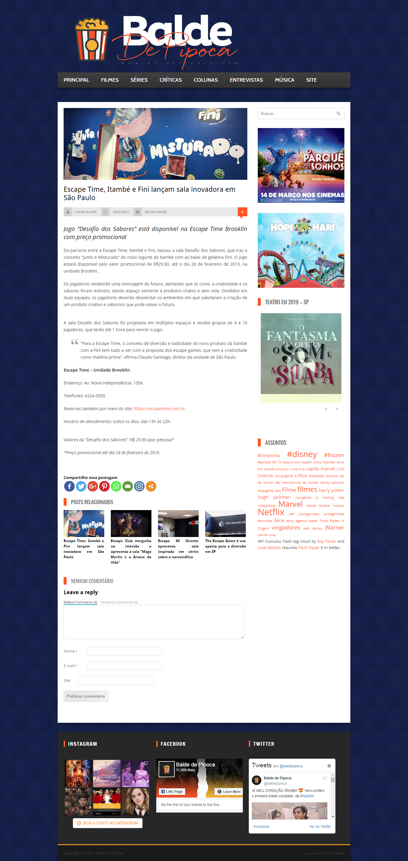 Escape Time, Itambé e Fini lançam sala em São Paulo